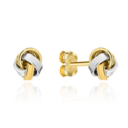 Kolczyki sztyfty supełki z dwóch kolorów złota - 7-K11456