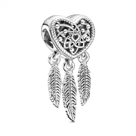 Charms Ażurowy łapacz snów z sercem i trzema piórkami - 799107C00