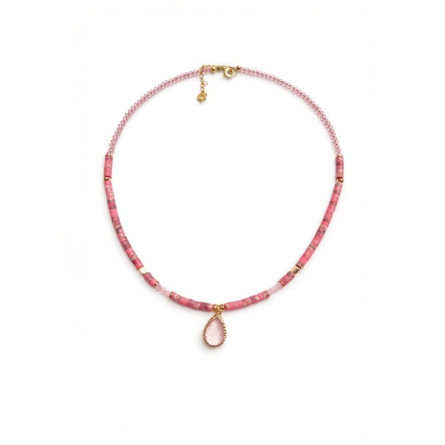 Naszyjnik z jaspisem, hematytem i kryształkiem - NT007