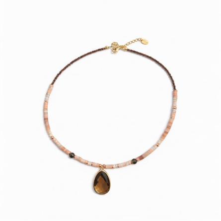 Naszyjnik z jaspisem, hematytem i kwarcem - NT005