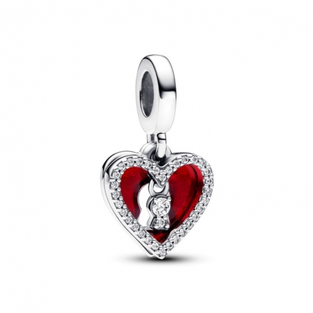 Podwójny charms-zawieszka w kształcie czerwonego serca z dziurką od klucza - 793119C01