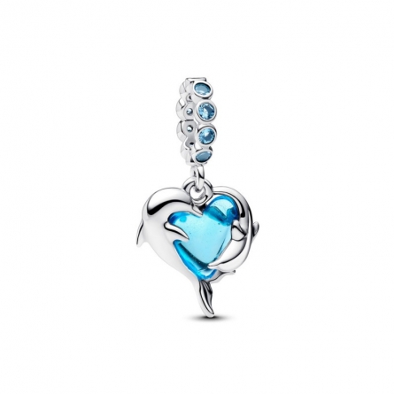 Charms-zawieszka z błękitnym szkłem Murano Delfiny - 793924C01