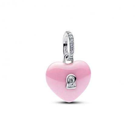 Charms-zawieszka Różowe ceramiczne serce i kłódka - 794424C01