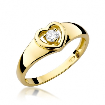 Pierścionek z brylantem z żółtego złota - W-1 / 0.10 ct