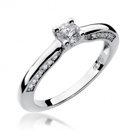Pierścionek z brylantem z białego złota - W-9W / 0.30 ct