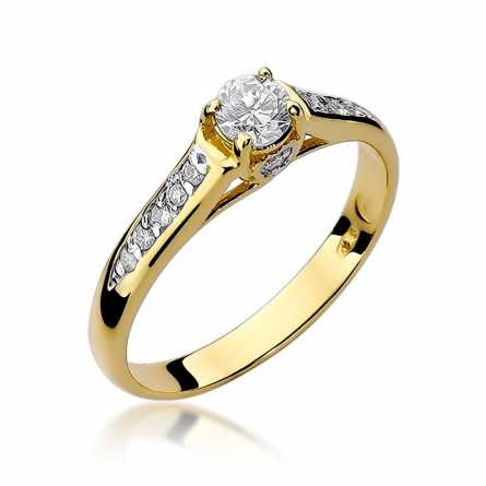 Pierścionek z brylantem z żółtego złota - W-16 / 0.23 ct
