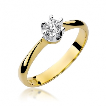 Pierścionek z brylantem z żółtego złota - W-36 / 0.23 ct