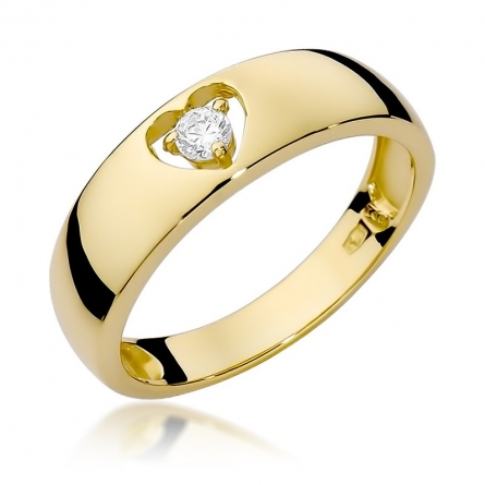 Pierścionek z brylantem z żółtego złota - W-71 / 0.10 ct