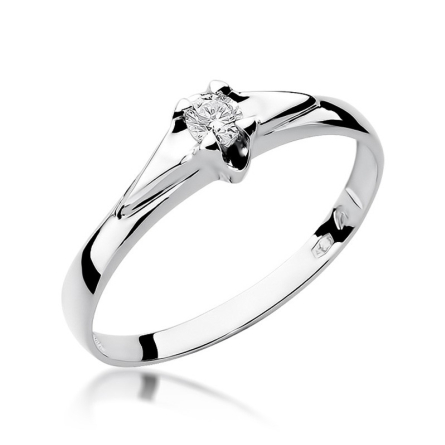 Pierścionek z brylantem z białego złota - W-088W / 0.04 ct