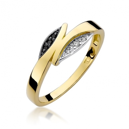 Pierścionek z brylantem z żółtego złota - W-107 / 0.03ct