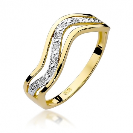 Pierścionek z brylantem z żółtego złota - W-116 / 0.06ct