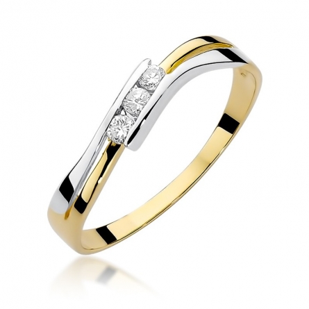 Złoty pierścionek z trzema brylantami - W-159 / 0.12ct