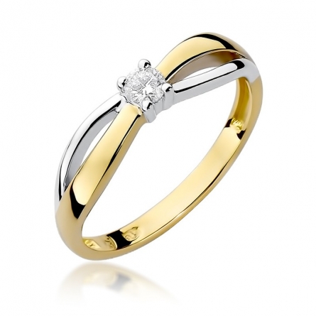 Pierścionek z brylantem z żółtego złota - W-248 / 0.10ct