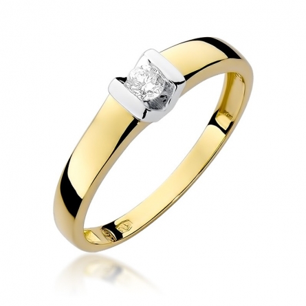 Pierścionek z brylantem z żółtego złota - W-249/ 0.1ct