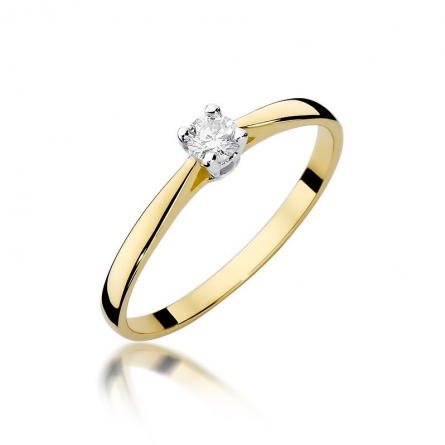 Pierścionek z brylantem z żółtego złota - W-335 / 0.15 ct