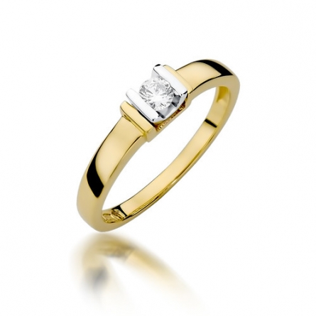 Pierścionek z brylantem z żółtego złota - W-343 / 0.10 ct