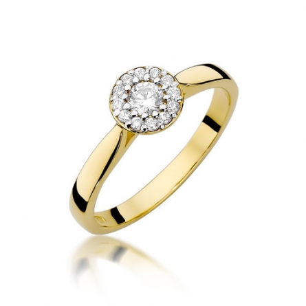 Pierścionek z brylantem z żółtego złota - W-362 / 0.22 ct